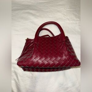 Bergundy Woven Leather Handbag - NWT